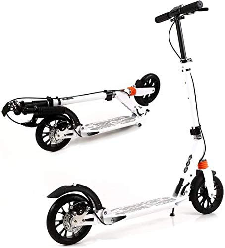 XBSLJ Scooter, Roller Kinderroller Adult Kick Scooter mit Disc Handbremse faltbar verstellbar vorne und hinten Stoßdämpfer Teenager Kinder ab 12 Jahren-Weiß