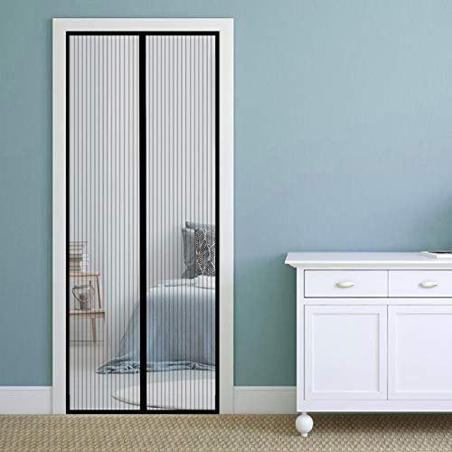 GOUTUI Vorhang Moskitonetz 180x250cm Luft kann frei strömen Insektenschutz Für Balkontür Automatisches Schließen für Balkontür Wohnzimmer Schiebetür Flure Türen, Schwarz A