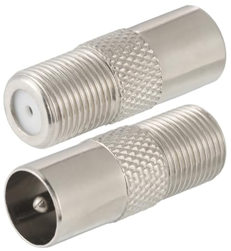 Vecys Adaptateur Câble Coaxial Antenne Type F Femelle vers TV Mâle pour Tuner DVB-T T2 Adaptateur pour Antenne TV HD Ariel BK LED 4K 3D UHD