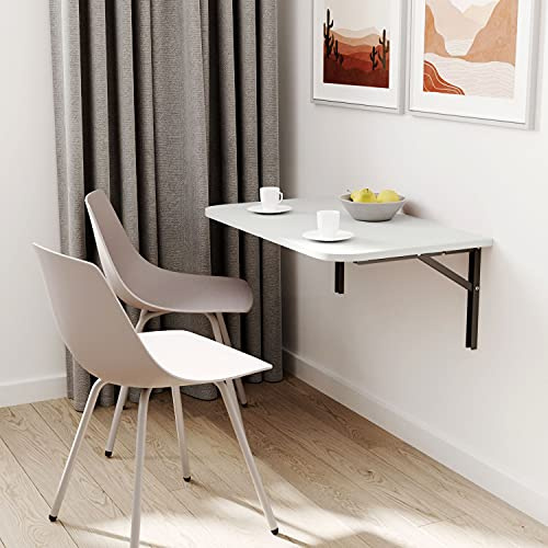 AKKE Klapptisch Wandklapptisch Esstisch - Klappbar Faltbar Platzsparend - Abgerundete Ecken - 60x60 cm - Hell Grau