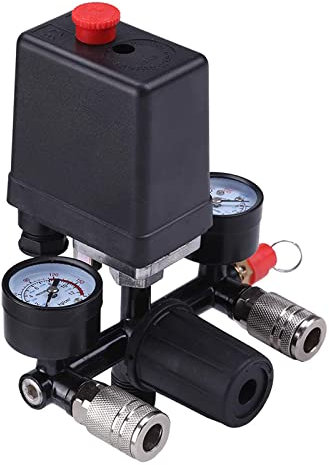230V Druckregler Kompressor Druckschalter Luftkompressor mit Druckschalter & 2 Messanzeigen,Luftkompressor Steuerventil Außengewinde 1/2”