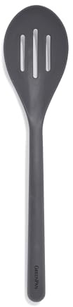 GreenPan Silicone Slotted Spoon, Cooking Kitchen Utensil, Mixing Stirring Serving, Flexible Rubber Nonstick Cookware, Rigid Steel Core Heat-Resistant, Anti-Slip Handle, BPA-Free, Dishwasher Safe, Gray