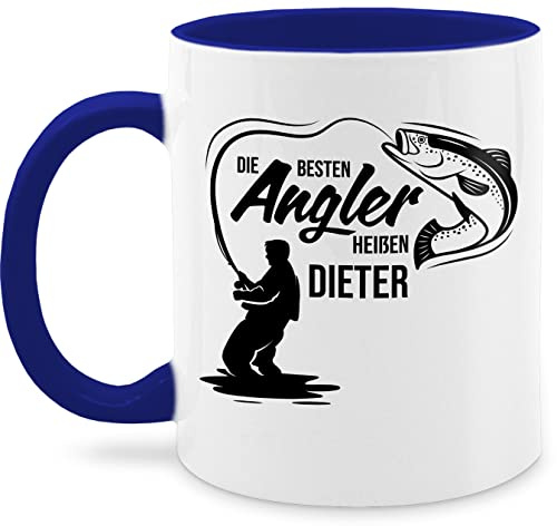 Tasse Tassen 325ml - Die besten Angler heißen Name I Geschenk Angler I Vatertagsgeschenk Angeln I Angelzubehör personalisiert I Angelgeschenkideen I Angel Geschenk für Männer I Fischer - 325 ml