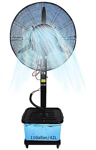 Pealihuy Ventilatori da Terra oscillanti a 90° con 3 modalità di Vento, Ventilatore da Pavimento di Raffreddamento for Patio, Giardino, Cortile, Serbatoio di Grande capacità da 11 galloni