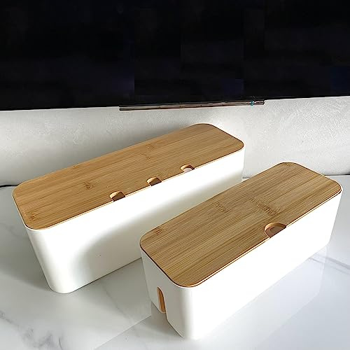 Sourcemall Kabel-Organizer-Box, 2 Stück, weiß, 36 cm (L) x 13 cm (B) x 13,5 cm (H)