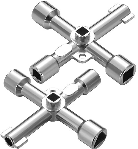 Shallho 2 llaves de armario de 4 vías, llave dinamométrica, llave cruzada, llave triangular, universal para armario eléctrico, caja de contador de gas
