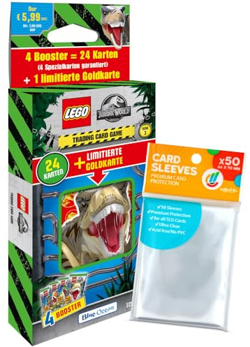 Bundle mit Blue Ocean Lego Jurassic World - Serie 3 Trading Cards - 1 Blister + Exklusive Collect-it Hüllen