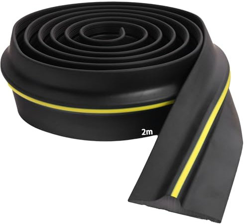 Goma Puerta Garaje, 2M Sello Umbral Suelo Junta de Goma de Bricolaje Para Puertas, Fácil de Cortar, Evita la Acumulación de Agua de Lluvia y Mantiene El Garaje Limpio y Seco