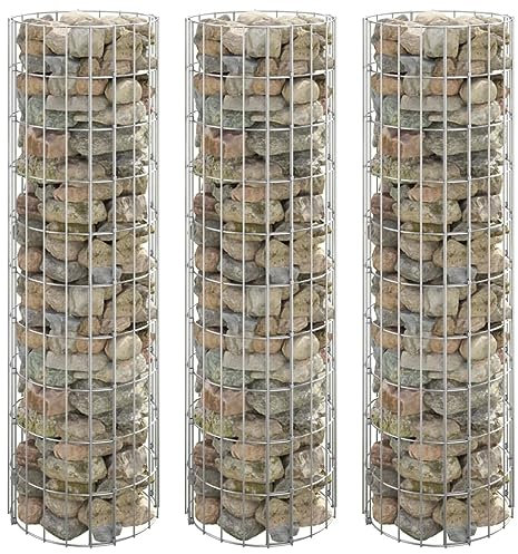 Youuihom Vasi per Piante da Esterno Cassette per la Coltivazione di Fiori Fioriere Gabbione Circolare 3 pz in Acciaio Zincato Ø30x100 cm Adatta a Balconi, Verande, Giardini e Cortili