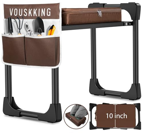 VOUSKKING Garten-Kniebank und Sitz mit Magnetstreifen, robuste Stützplatte aus Stahl (bis zu 159 kg), dickere Baumwolle, breiter, weicher mit Aufbewahrungstasche, für Großeltern (Patent)