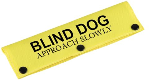 Visual Impairment Dog Leash Sleeve Blind Leash Wrap Alert Tag for Pets (BLIND SLOWLY-YE)