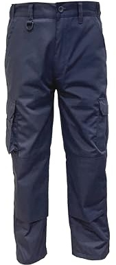 FNT arbetskläder svarta herr cargo combat arbetsbyxor flera fickor arbetsbyxor med halvelastiskt midjeband knäskydd fickor knapp och dragkedja, Marinblått Xsp, 30W x 31L