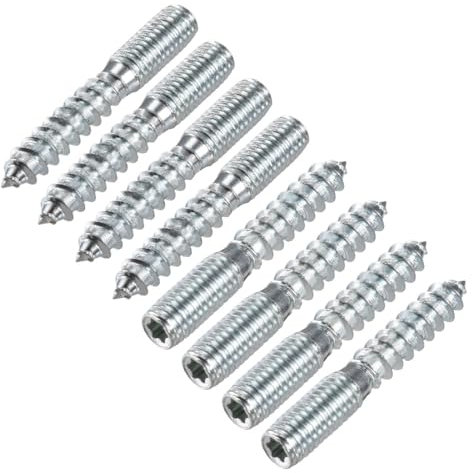 8Pcs M6 M8 M10 Carbon Steel Hanger Bolt Double Headed Bolt Self-Tapping Screw For Furniture Blue White Zinc Plated (Size : M8x79mm, Color : 8pcs)