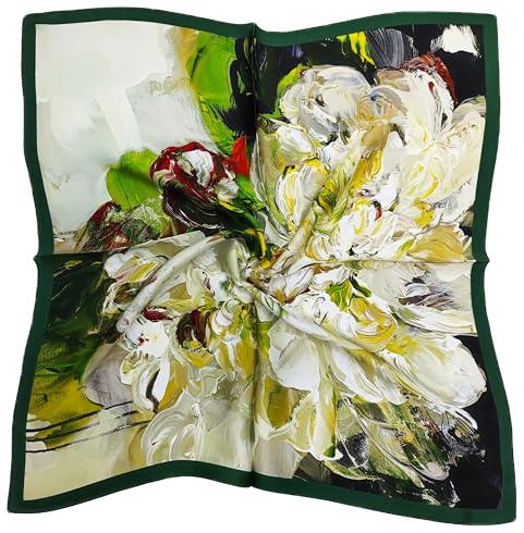 LADORENA Seidentuch Damen Natürliche Maulbeerseide PREMIUM Qualität 100% Seide Seidenschal Halstuch 65x65cm Grün LDAM031