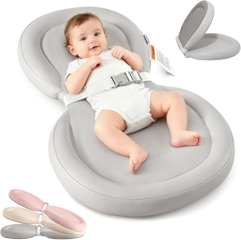 Skötdyna för baby, mjukt, vikbart läderskötdyna, konturerade skötbordsdynor för byrå, vattentät och halkfri, avtorkbar, 76 x 45 cm, grå