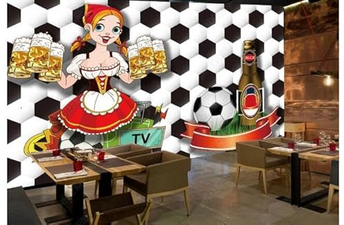 3D Coppa del Mondo Calcio Birra Plaza Hotel Sfondo Muro-350Cm × 245Cm