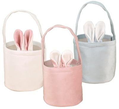 Osterkörbchen mit Henkel - 3 Stück Osterkorb Kinder Osternester zum Befüllen,Ostertasche Hase Mit Ohren Zum Befüllen,Osternest Korb Ostertasche Oster Geschenktüten für Osterdeko Ostern Basteln Kinder