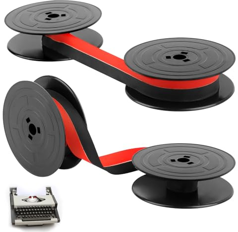 2 Pièces GR4 Ruban pour Machine à Écrire, Ruban de Machine à Écrire Double Paquet, Ruban Machine a Ecrire en Nylon, Compatible avec les Modèles Classiques Typewriters de 10 Mètres Chacun, Noir & Rouge