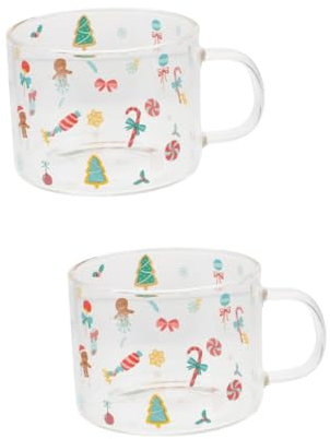 MAGICLULU 2 STK Weihnachtsbaumglas Teetasse Tassen Teebecher Untertasse Glaswaren Einfache Tasse Milchbecher Aus Glas Weihnachtsbecher Aus Glas Glasbecher Weihnachts-trinkbecher