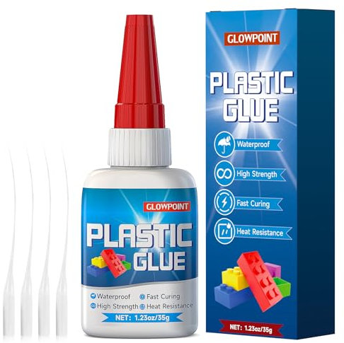 GLOWPOINT Plastic Glue, 35g Ultra-Strong, Clear Adhesive for Plastic Repair, Models, Toy, PVC, ABS, Acrylic, 3D Printing, and DIY Crafts