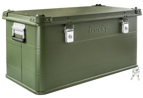 Trucky Aluminium Box mit Deckel Grün Alu Kiste Box Alukiste 90 Liter Transportbox Metallbox Alu Aufbewahrungsbox Boxen Abschliessbar Metallkiste