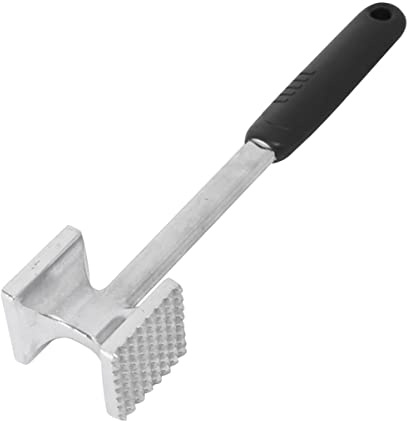 Black Aluminum Alloy Meat Tenderiser Hammer Two Sided Pounders | Comfortable Grip, Hanging Hole, Polished Finish, Long Handle, Suitable for Home and Hotel, Poultry Use