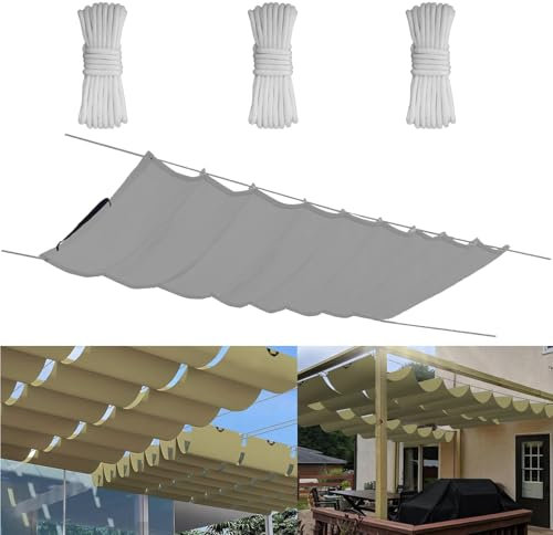 Yurun Einziehbare Welle Sonnensegel Verstellbar0.85x5M(BxL) Aufrollbar Sonnenschutz Mit ösen Spannmarkise Beschattung Markise Wasserdicht Verstellbar Markisenstoff Für Terrassenüberdachung Grauweiß