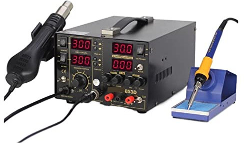 Poste de Soudage, 853d Station de désoloir à l'air chaud trois en un Station de soudage à l'air chaud avec alimentation 30V 5a