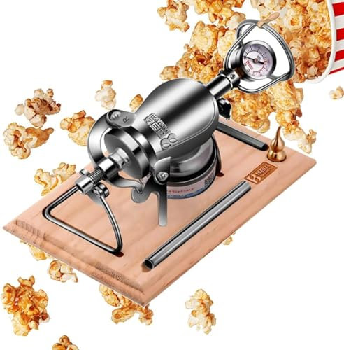 Popcorn Poppers High Pressure Popcorn Maker Chinese Traditional Popcorn Maker Stainless Steel Hand Cannon Food Amplifier for Family Gathering Party (360ml)