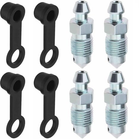Bolt Bleed Screw with Dust Cap 4Pcs M10x1mm Bike Brake Lever Bleed Screws Disc Brake Caliper Exhaust Screw Galvanized Metal Bleed Screw Accessories for Motorcycles Cars Brake Pumps