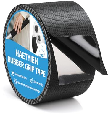 Haetyieh Rubber Grip Tape Non Slip, Self-Adhesive Rubber Tape, High-Friction Texture for Enhanced Safety and Comfort on Handles or Contact Surfaces, Waterproof and Durable (5 CM x 3 M, Black)
