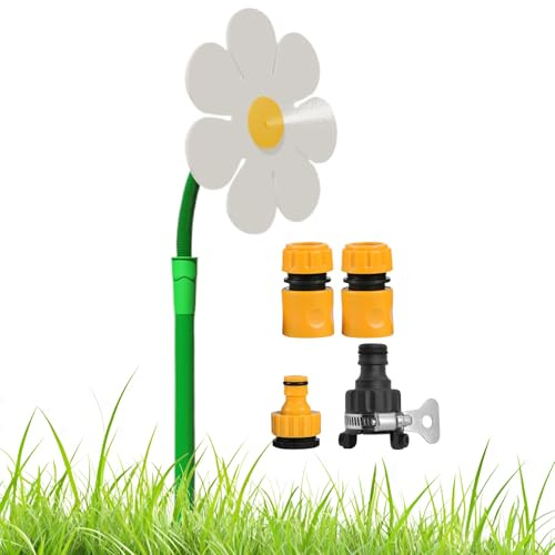 Gänseblümchen-Sprinkler – 360° drehbarer Gartensprinkler für Rasen, lustiger Blumen-Wassersprinkler mit Pfahl, Hof-Bewässerungssystem für Bauernhof-Bewässerung, Spielen, Kinder, Outdoor, Terrasse