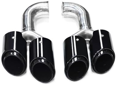 punta di scarico per auto Per Cayenne 2011-2013 Modifica Scarico Aggiornamento Doppio Scarico Quad Sport Terminale Silenziatore In Acciaio Inossidabile Terminale Scarico Auto(Short Black)