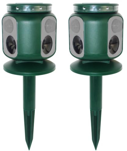 2x Repellente Ultrasuoni Solare per Gatti e Animali 360° - Efficace Dissuasore per Gatti, Piccioni e Altri Animali - Ideale per Fattorie, Giardini e Cortili