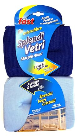 SUPERFIVE Panni Spugna per Vetri Doppio Lato, Lava e Asciuga Senza Aloni, Kit Microfibre (splendivetri)