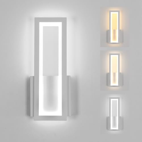 Osairous Wandleuchte LED Innen Modern, 16W 1800LM Wandlampe Innen Acryl LED, Weiß Flur Wandbeleuchtung 3000K/4500K/6500K für Schlafzimmer Korridor Wohnzimmer Treppe, 32CM
