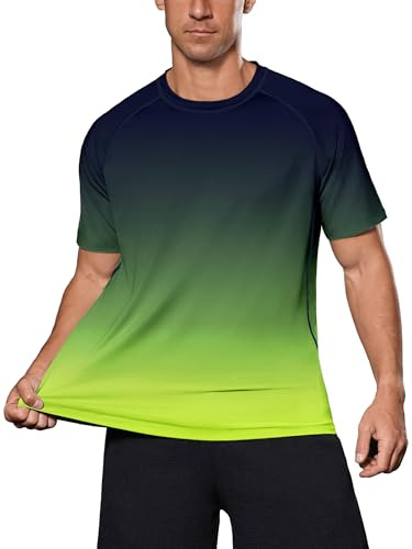 DMVOD Men's UPF 50+ Sun Protection Rash Guard Short Sleeve T-Shirt - Quick Dry UV Swim Top for Surfing, Swimming & Gym