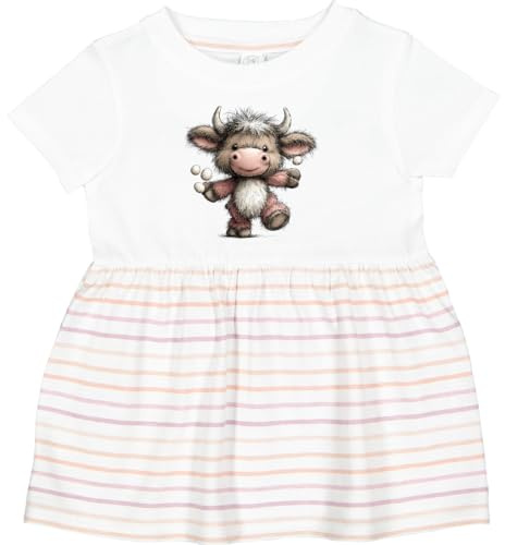 inktastic Cute Highland Cow Juggling Infant Dress 18 Months White with Stripes 47de7