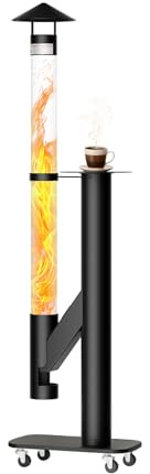 Tragbare Feuerrohr mit Rädern – Edelstahl Outdoor Feuersäule und Pelletfackel Terrassenheizer mit Stabiler Basis - Elegante Gartenkamin Alternative für Terrasse und Garten