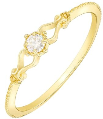 Echter Schmuck 9K/14K/18K Gelbgold Antragsring mit Moissanit, Stapelring Klassiker Gold Au 375/585/750 Hochzeitsring Gr.47-65