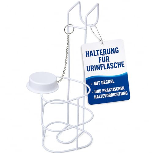 Halterung für Urinflasche mit Deckel – PVC-beschichteter Stahl, Urinflaschenhalter zum Anhängen, passend für gängige dreieckige Urinflaschen (1)