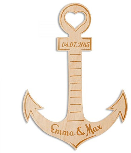 GRAVURZEILE Ancla con Grabado de Madera con Nombre de Regalo para Parejas, para Boda, Compromiso, Aniversario, decoración