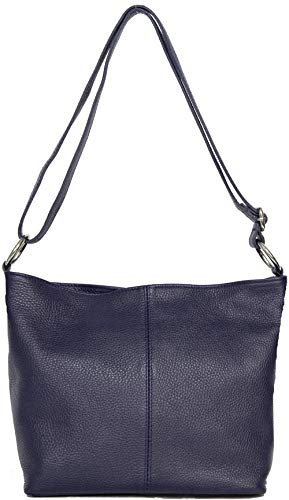 LucieElle Damen Ledertasche, Schultertasche, Leder, für Damen, Schultertasche, Leder, italienischer Schultergurt, Handtasche Rafaela, marineblau