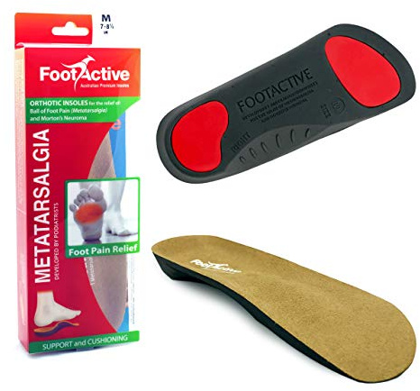 FootActive METATARSALGIA, 5/6.5 UK, Blue | NHS-approved, podiatrist-designed. Shorter length for narrow feet & shoes. Metatarsal support, deep heel cup, EVA/PU.