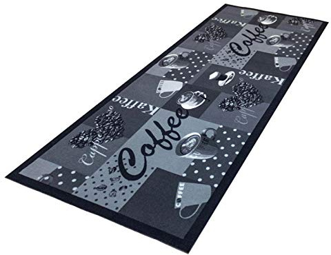HOMEFACTO:RI Küchenläufer Küchenteppich Teppichläufer Läufer Kaffee Cafe Coffee | waschbar, Größe:ca. 60 x 180 cm, Designs:Kaffee | schwarz weiß