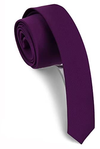 Gusleson Dark Purple Tie Solid Skinny Ties For Men Wedding Slim Necktie (UK0801-04)