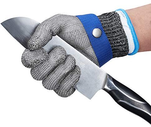 ThreeH Guanti da lavoro Acciaio inossidabile resistente al taglio 316L Guanti di filo Protezione di livello 5 per la macelleria da cucina GL09 XXL(Un guanto)
