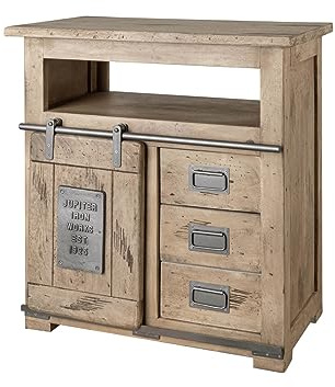 MASSIVMOEBEL24.DE Kommode Mango beige lackiert Railway #310 | 80x45x85 cm (BxTxH) 40 kg Industrial montiert vollmassiv