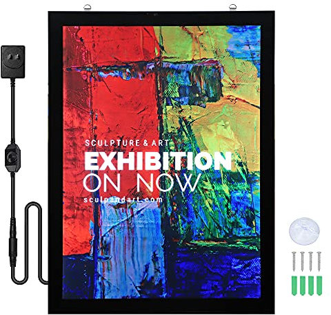 Spolehli 45,7 x 61 cm LED-Filmposterrahmen, LED-Lichtbox, Display-Schilderhalter in Schwarz, Wandmontage, Aluminiumprofil, magnetischer LED-Posterrahmen für Filmplakate, Werbung, Display