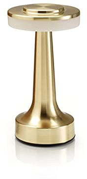 Auraglow Satin Brass Rechargeable Touch Control Cordless LED Table Lamp - Perfect for Bedside Tables, Hotels and Restaurants